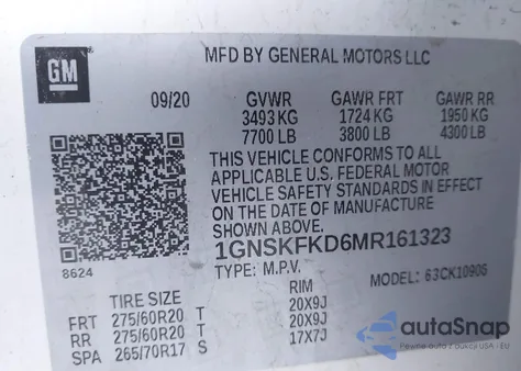 2021 Chevrolet Suburban 4Wd Premier from USA, damaged, VIN 1GNSKFKD6MR161323